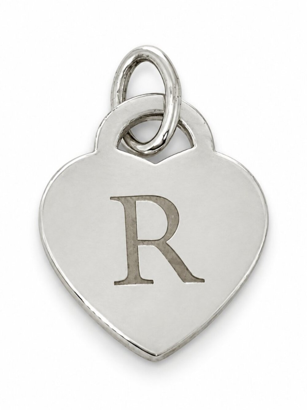 Tiffany & Co. Letter R Heart Pendant or Charm Notes Alphabet in 925 Silver